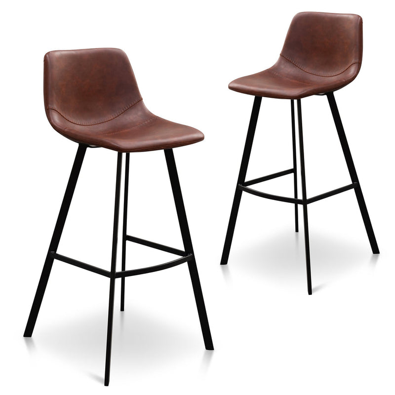 80cm Bar Stool in Black Fabric (Set of 2)