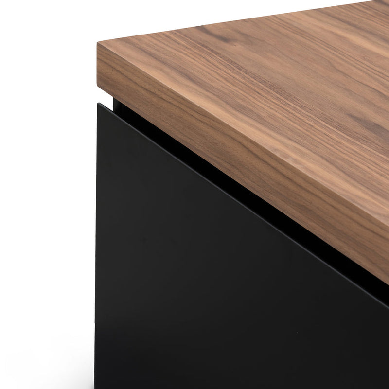 2.4m Black TV Entertainment Unit - Walnut Top