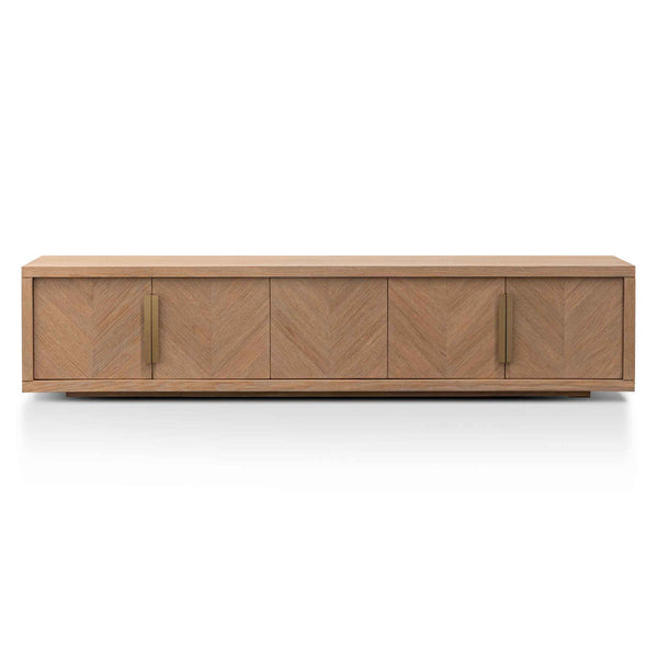 2.23m Entertainment TV Unit - Dusty Oak with Gold Handle