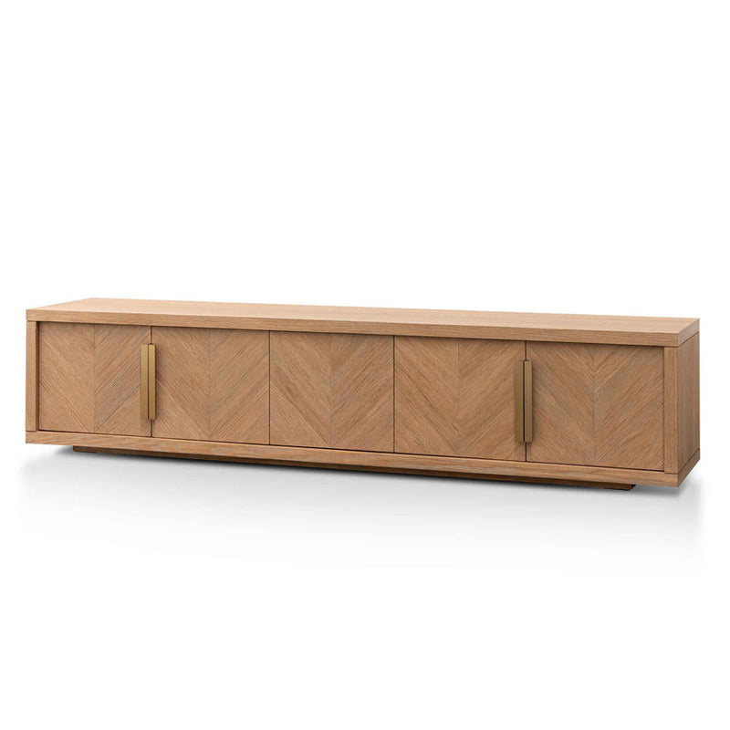 2.23m Entertainment TV Unit - Dusty Oak with Gold Handle