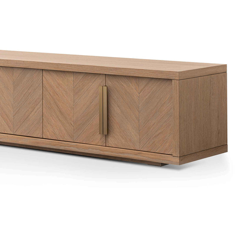 2.23m Entertainment TV Unit - Dusty Oak with Gold Handle