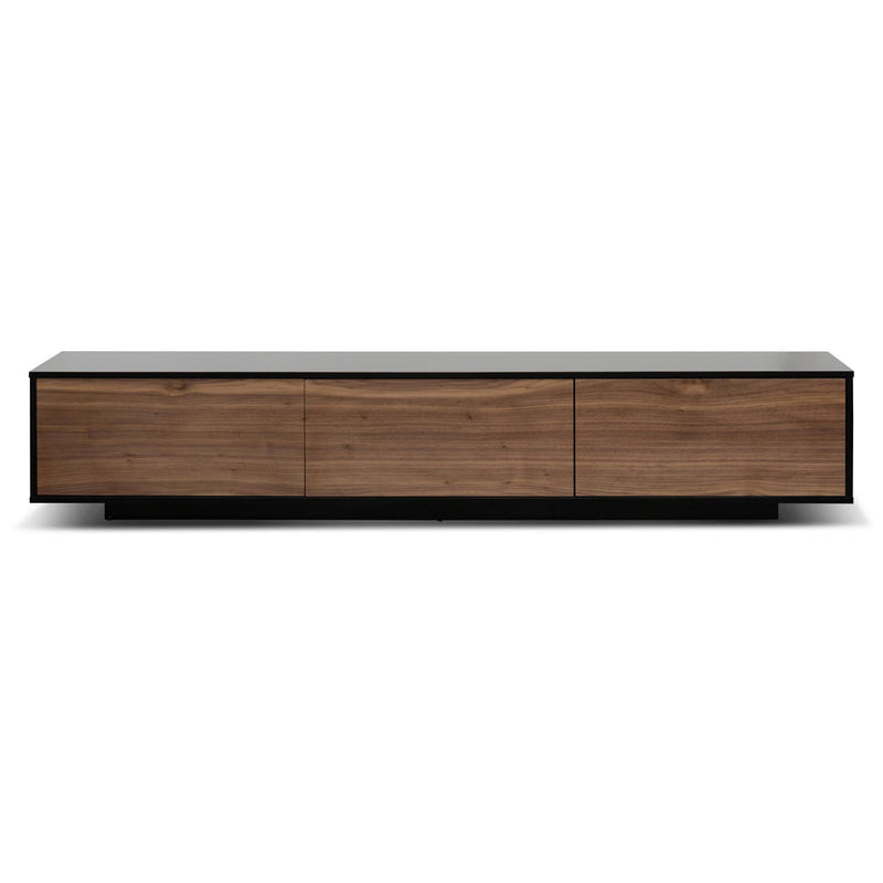 2.3m TV Unit - Black with Natural Drawers