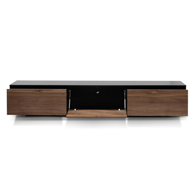 2.3m TV Unit - Black with Natural Drawers