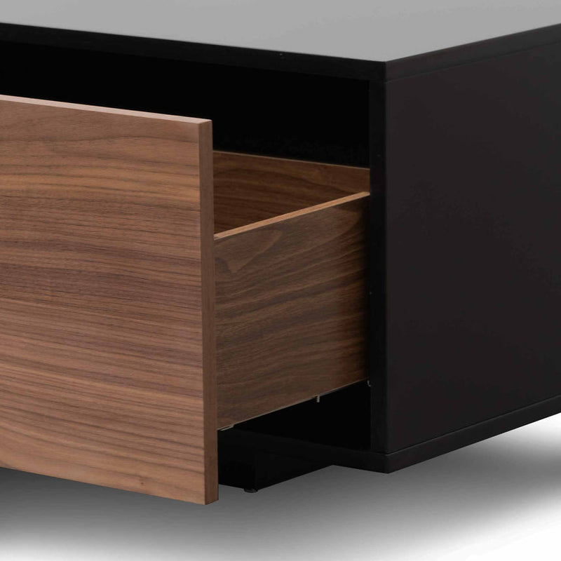 2.3m TV Unit - Black with Natural Drawers