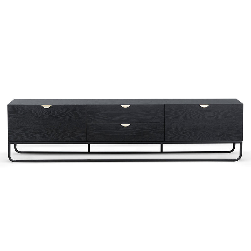 2m Wooden TV Entertainment Unit - Black