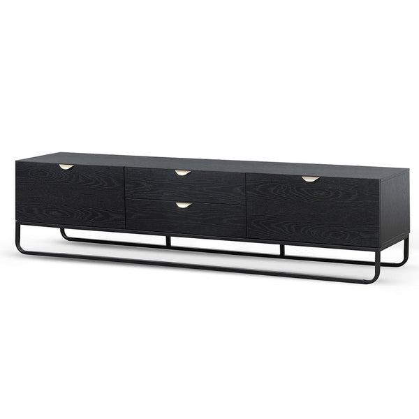 2m Wooden TV Entertainment Unit - Black