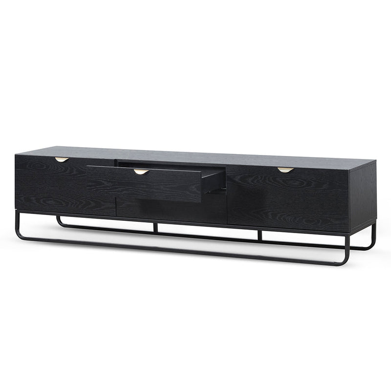 2m Wooden TV Entertainment Unit - Black