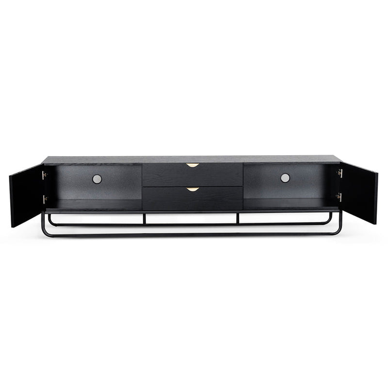 2m Wooden TV Entertainment Unit - Black