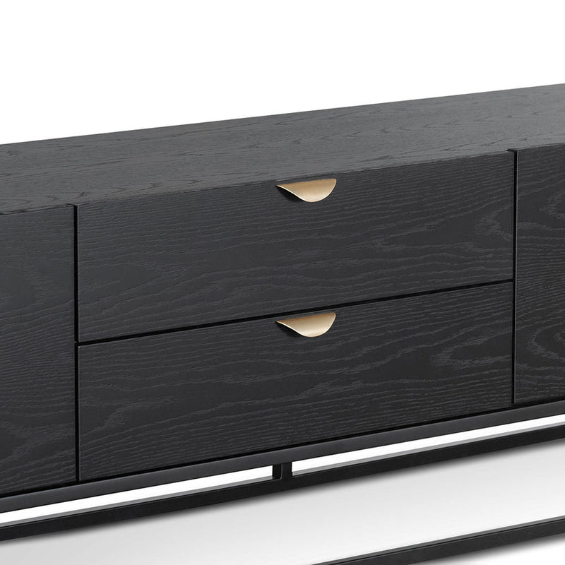 2m Wooden TV Entertainment Unit - Black