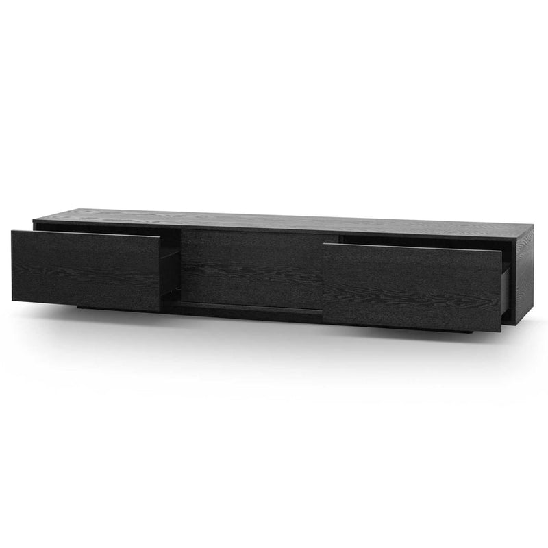 2.3m TV Unit - Black with Natural Drawers