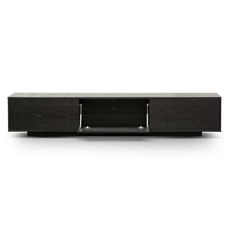 2.3m TV Unit - Black with Natural Drawers