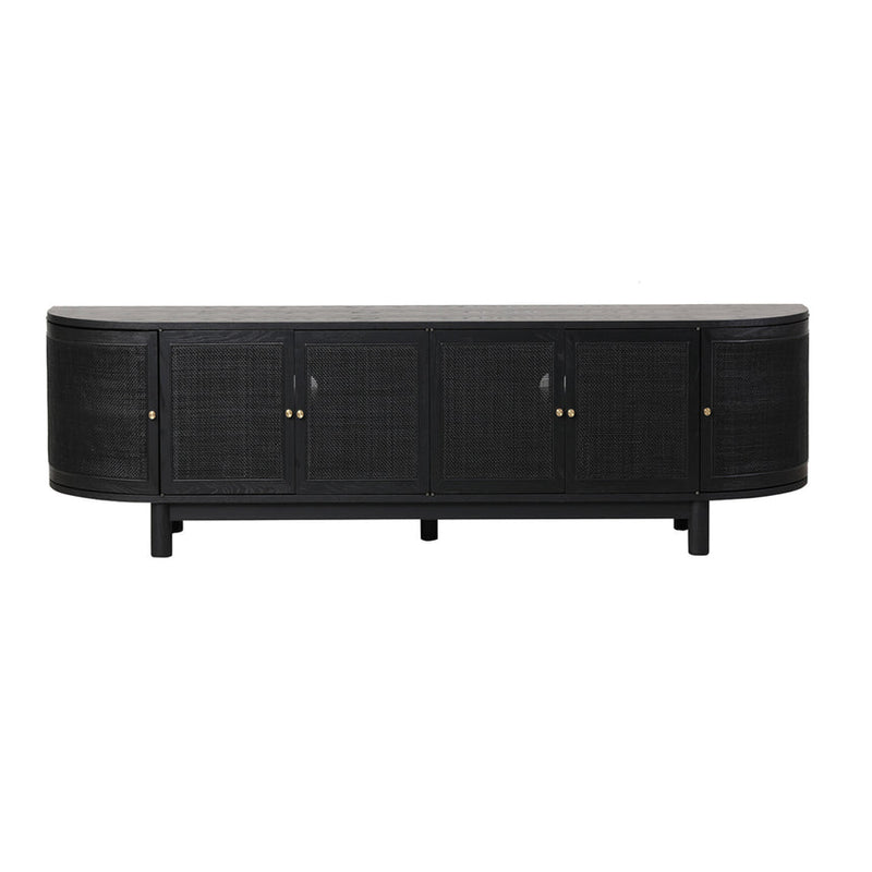 2.2m Rattan Doors TV Entertainment unit - Full Black