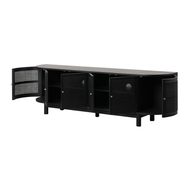 2.2cm Rattan Doors TV Entertainment unit - Full Black