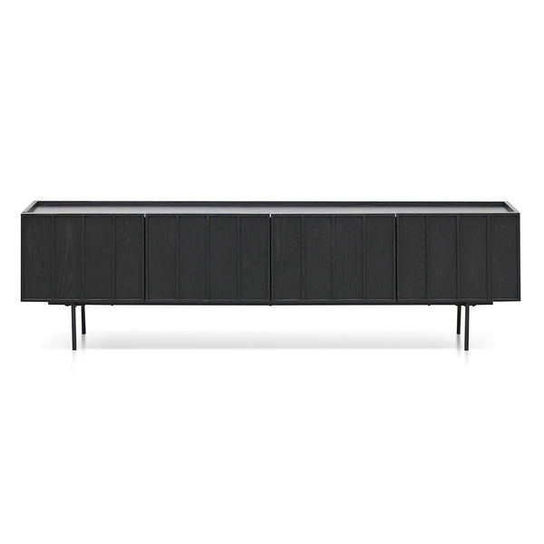 2m Wooden TV Entertainment Unit - Full Black