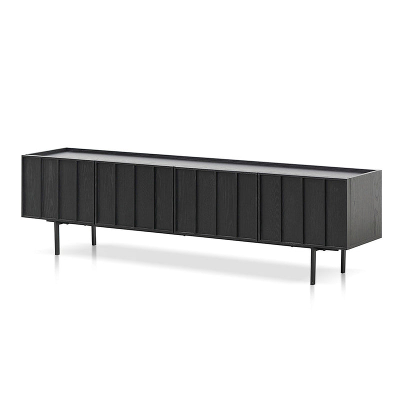 2m Wooden TV Entertainment Unit - Full Black