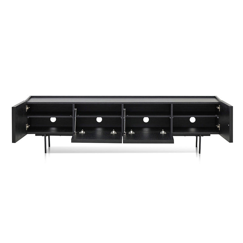 2m Wooden TV Entertainment Unit - Full Black