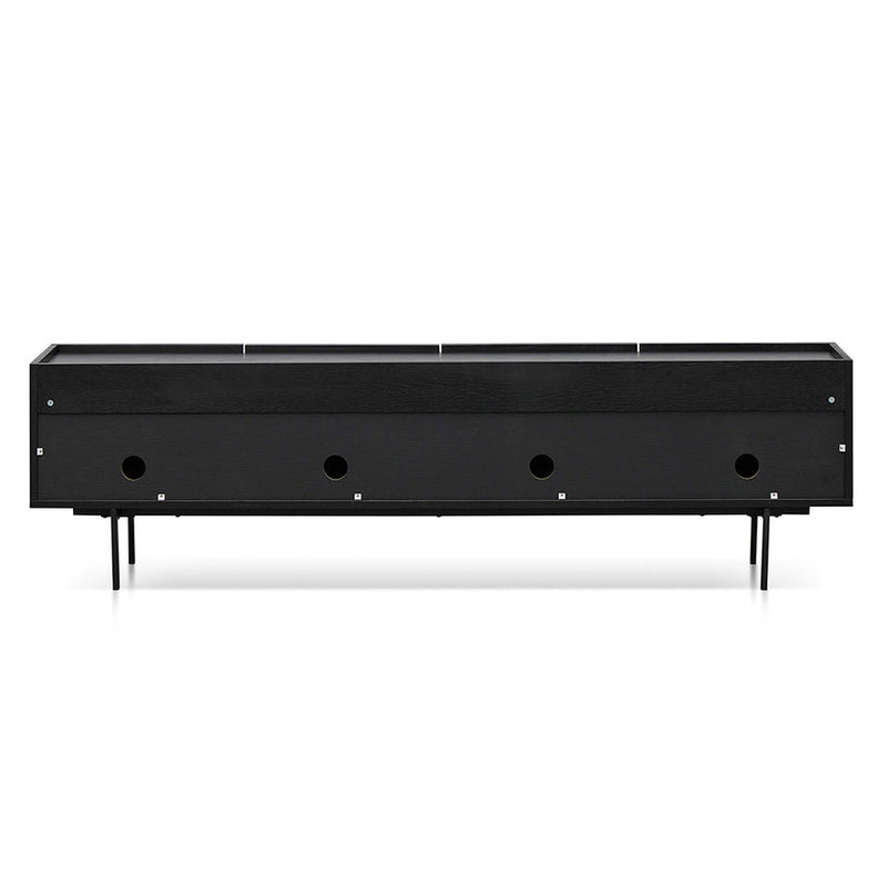 2m Wooden TV Entertainment Unit - Full Black