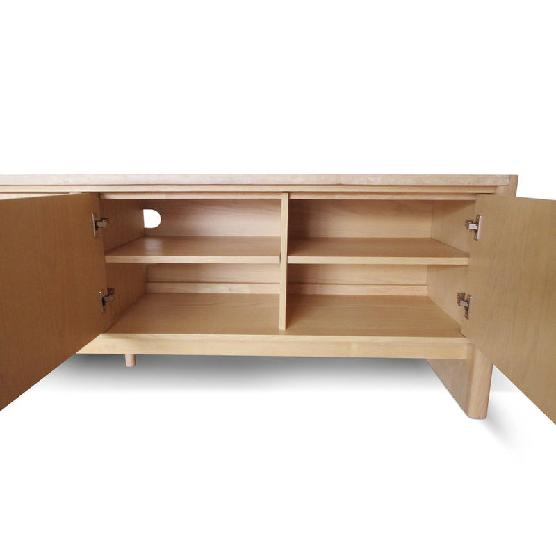 2.1m Travertine Top TV Entertainment Unit - Crème Ash