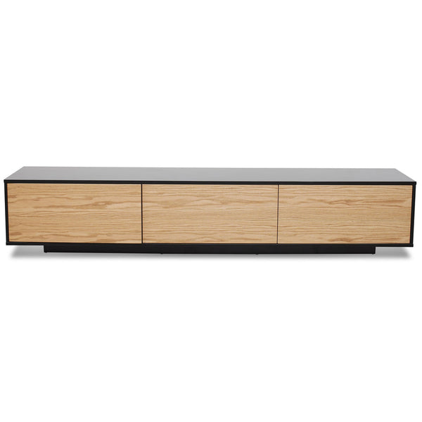 2.3m TV Unit - Black with Natural Drawers