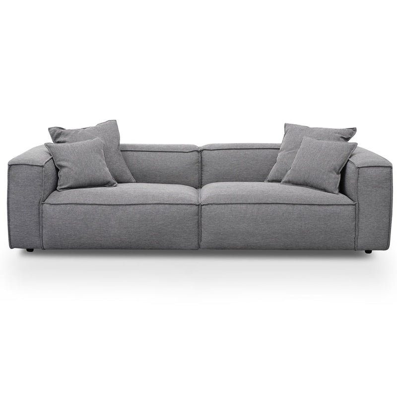 4 Seater Sofa with Cushion and Pillow - Shadow Grey Leather