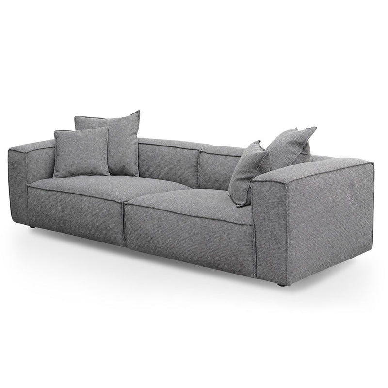 4 Seater Sofa with Cushion and Pillow - Shadow Grey Leather