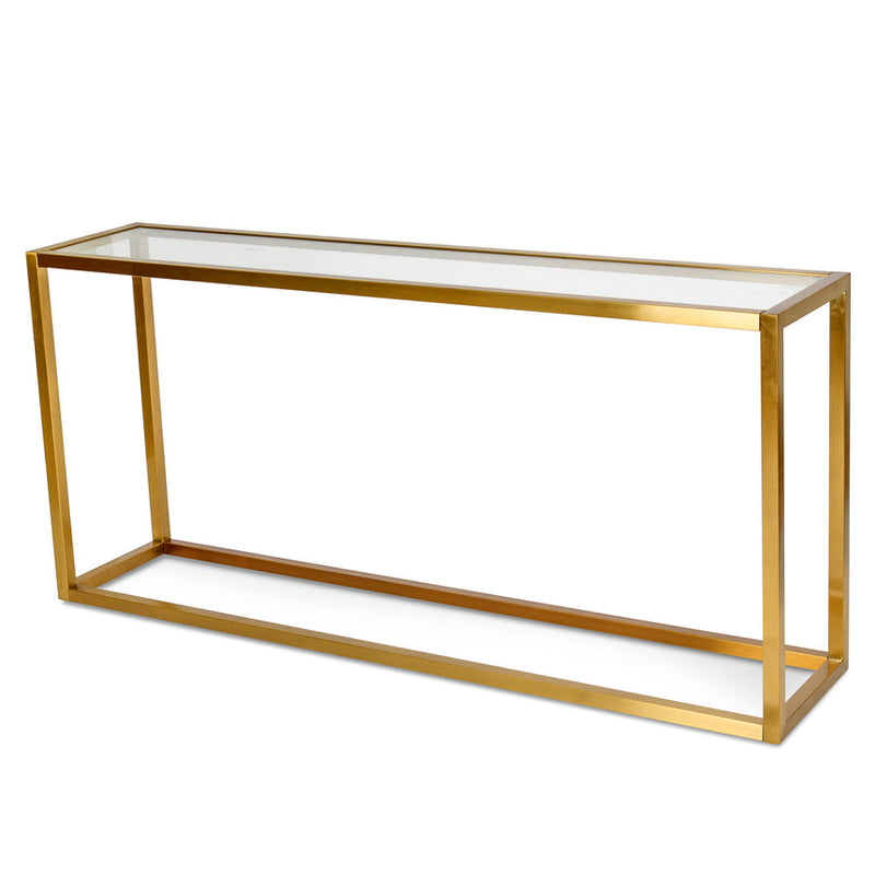 Glass Console Table - Tempered Glass - Steel Base