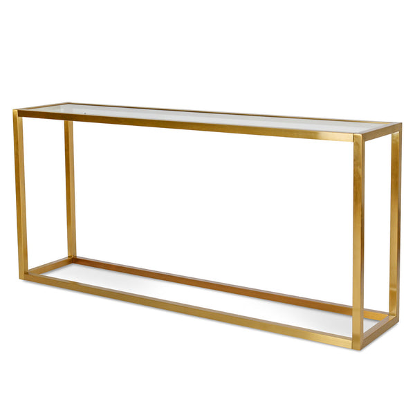 Glass Console Table - Tempered Glass - Steel Base