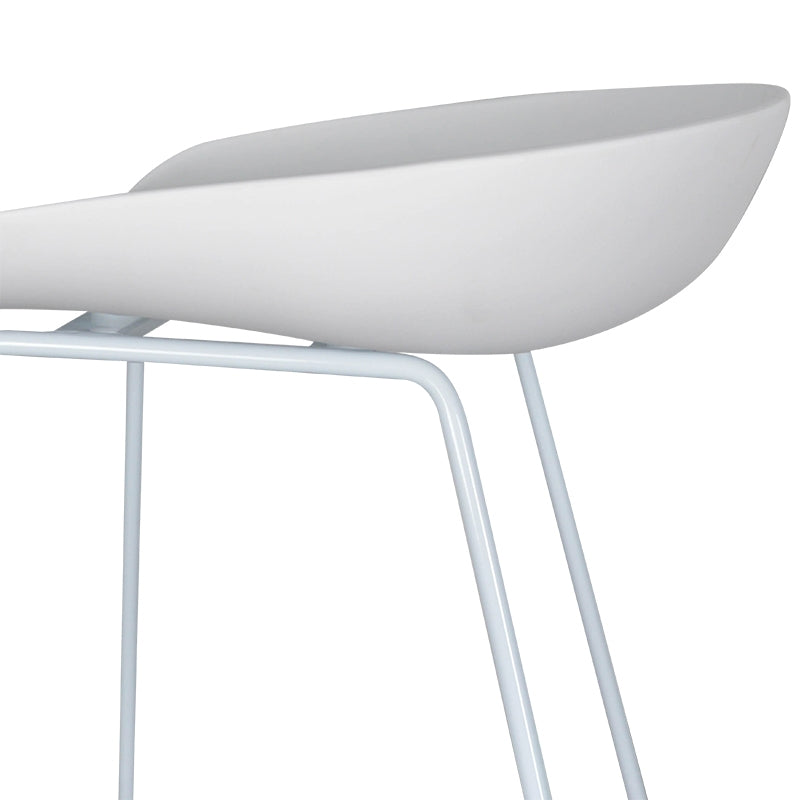 65cm Bar Stool - white Seat With white metal Frame