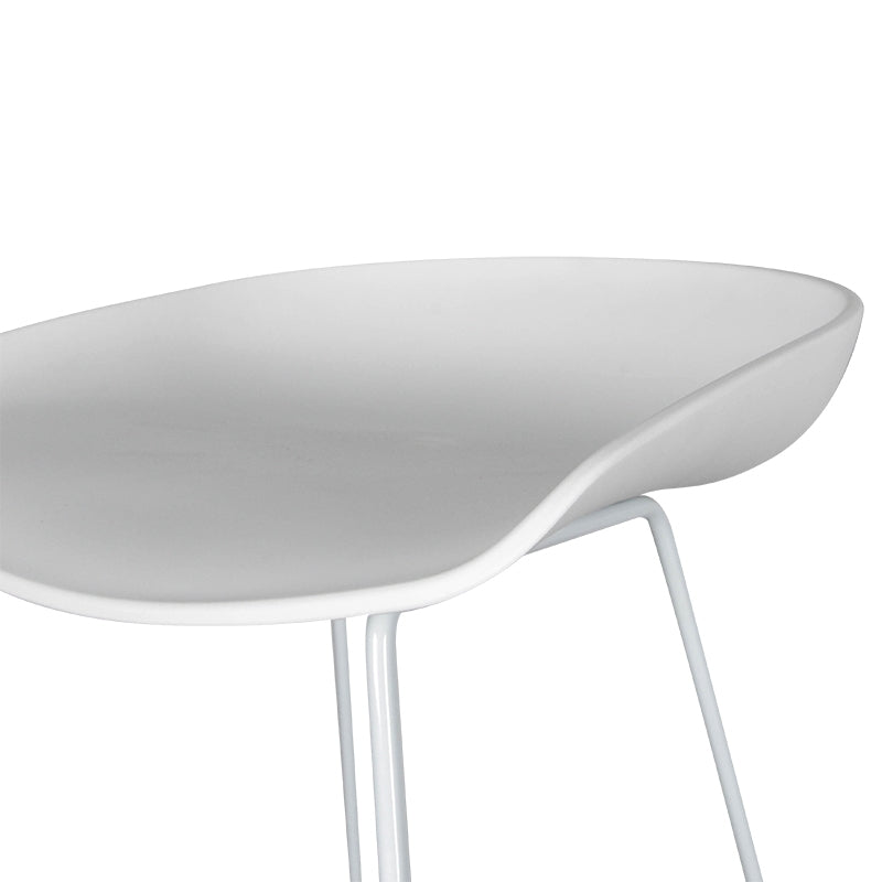 65cm Bar Stool - white Seat With white metal Frame