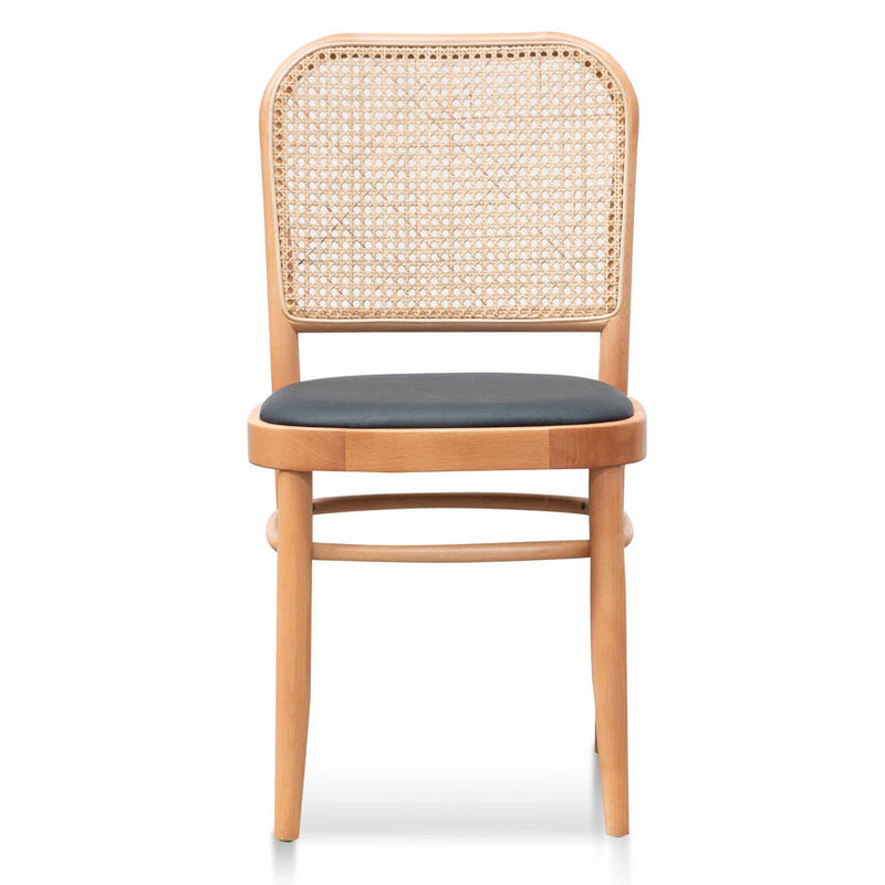 Black Cushion Dining Chair - Natural Rattan