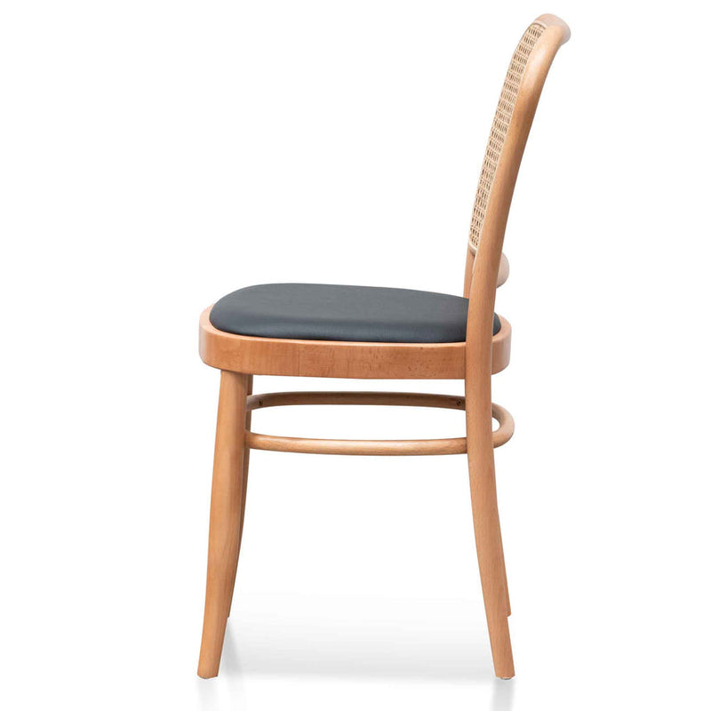 Black Cushion Dining Chair - Natural Rattan