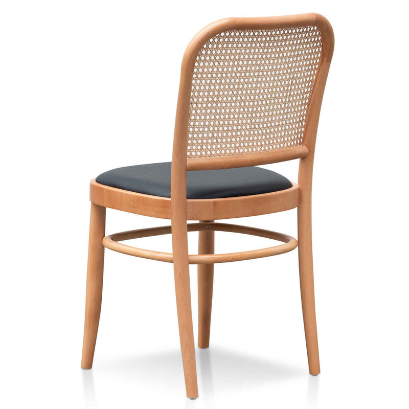 Black Cushion Dining Chair - Natural Rattan