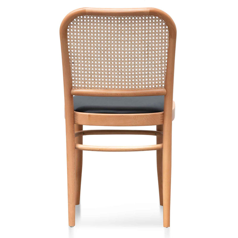 Black Cushion Dining Chair - Natural Rattan