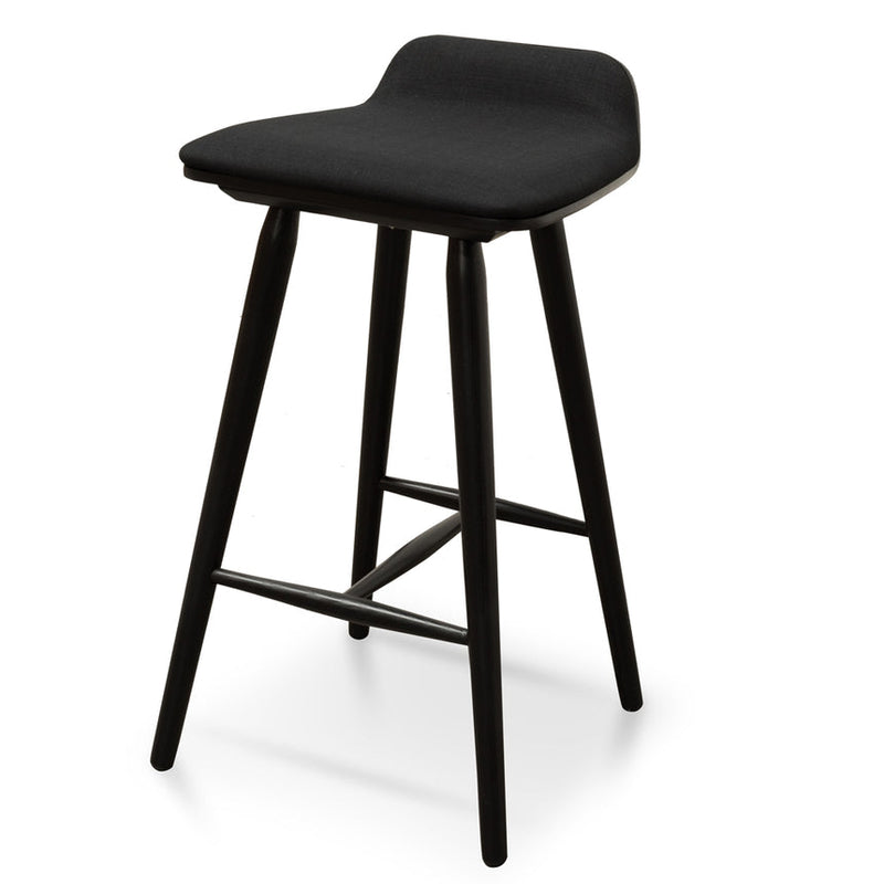 65cm Wooden Bar Stool - Charcoal Black