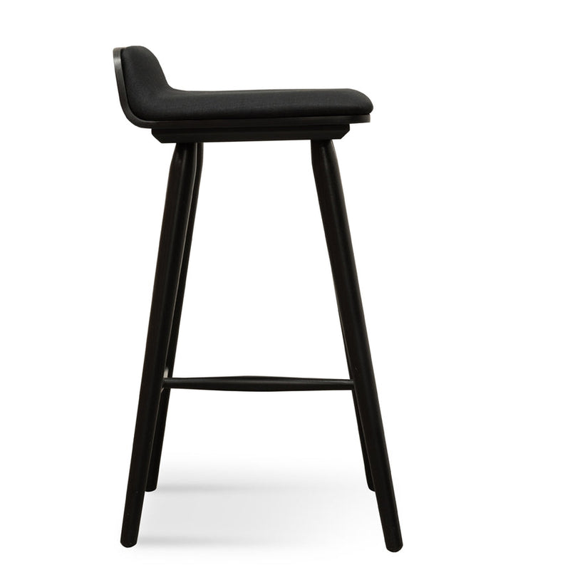 65cm Wooden Bar Stool - Charcoal Black