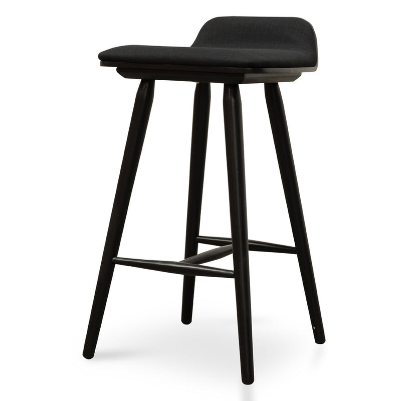 65cm Wooden Bar Stool - Charcoal Black