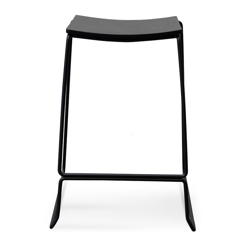 Black PU Bar Stool - Black Frame