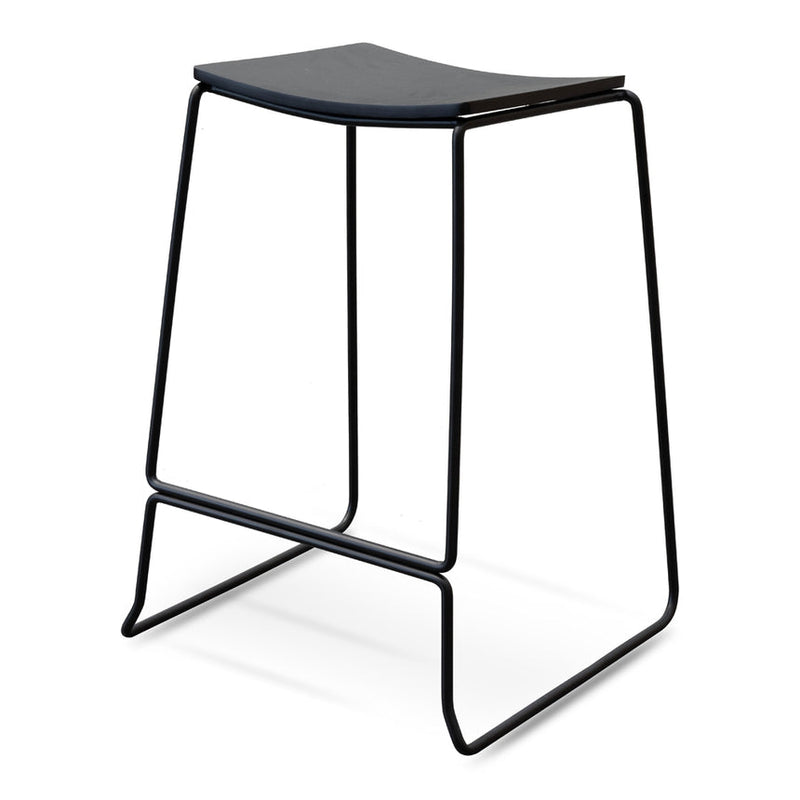 Black PU Bar Stool - Black Frame