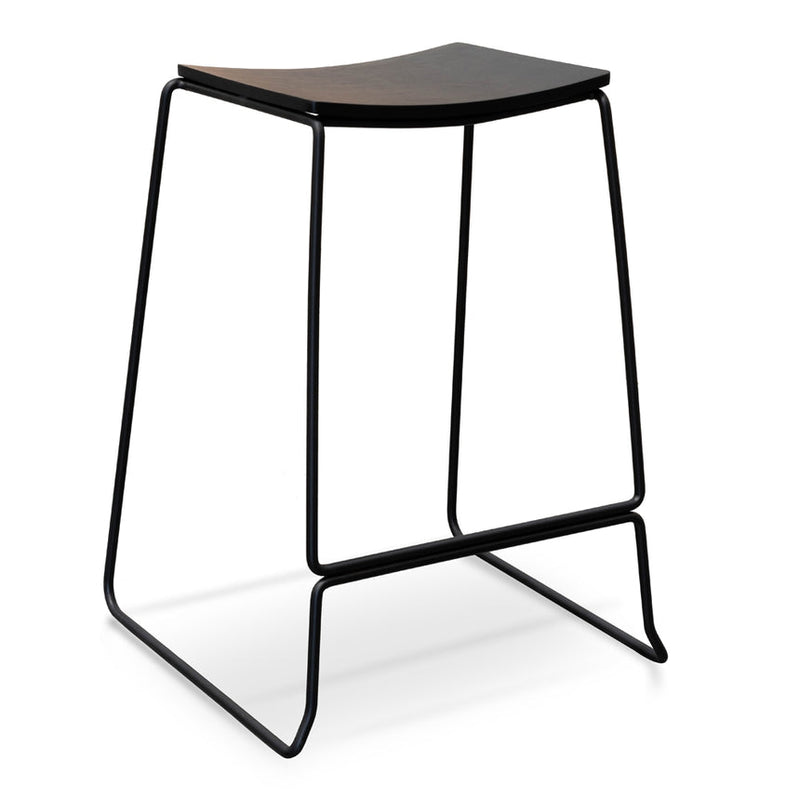 Black PU Bar Stool - Black Frame