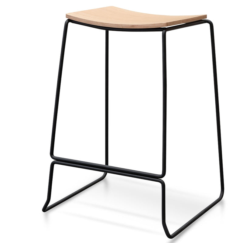 Black PU Bar Stool - Black Frame