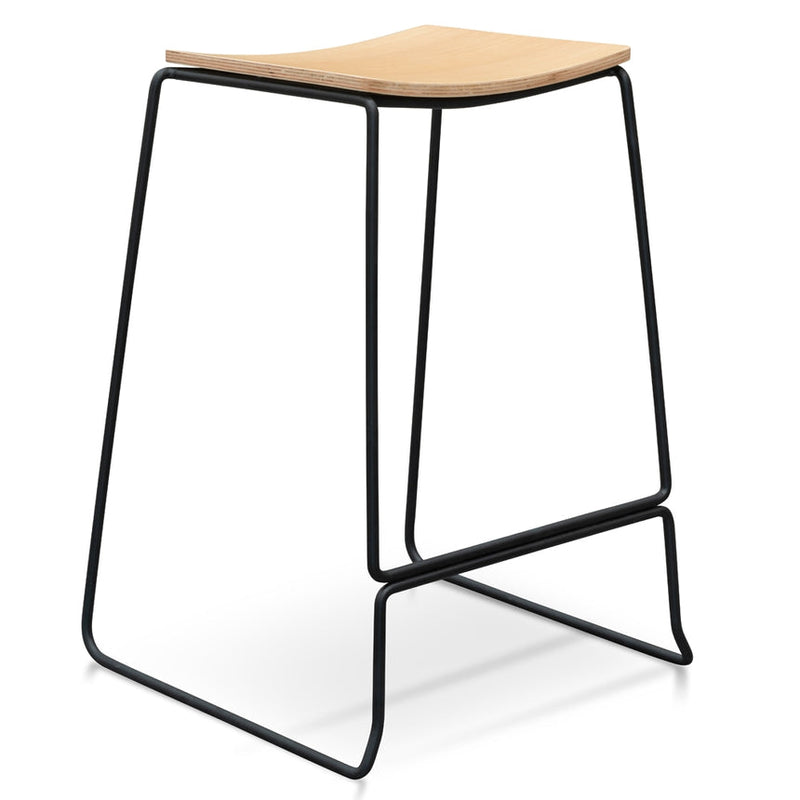 Black PU Bar Stool - Black Frame