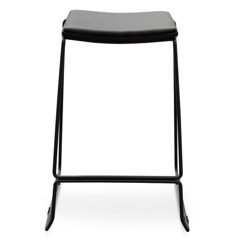 Black PU Bar Stool - Black Frame