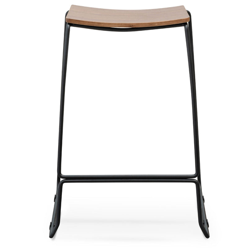 Black PU Bar Stool - Black Frame