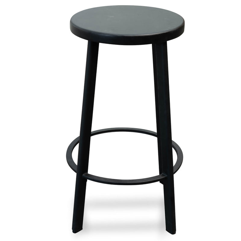 65cm Bar Stool -With Natural Timber Seat - Black Frame