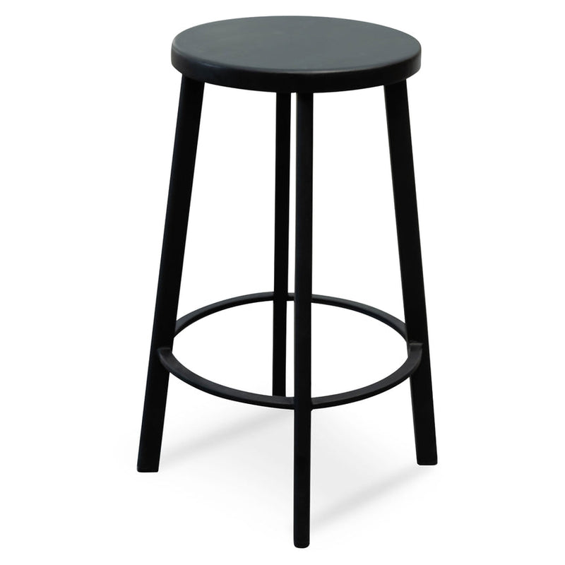 65cm Bar Stool -With Natural Timber Seat - Black Frame