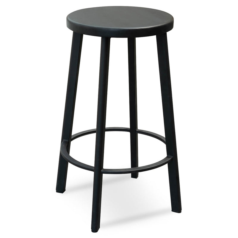 65cm Bar Stool -With Natural Timber Seat - Black Frame