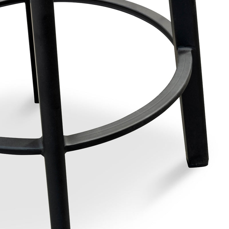 65cm Bar Stool With Black Timber Seat - Black Frame (Set of 2)