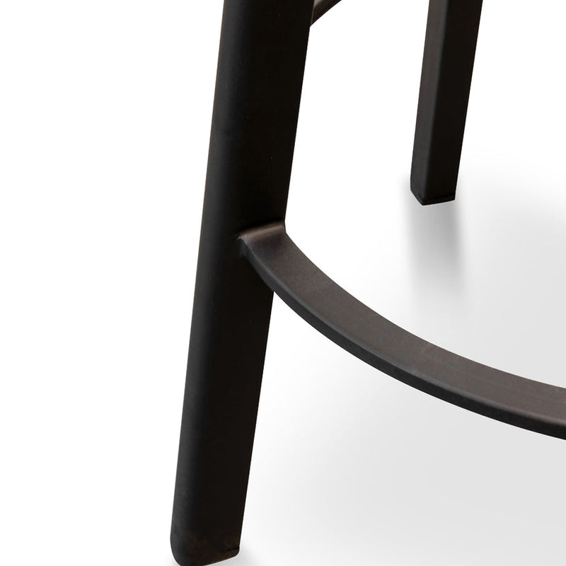 65cm Bar Stool -With Natural Timber Seat - Black Frame