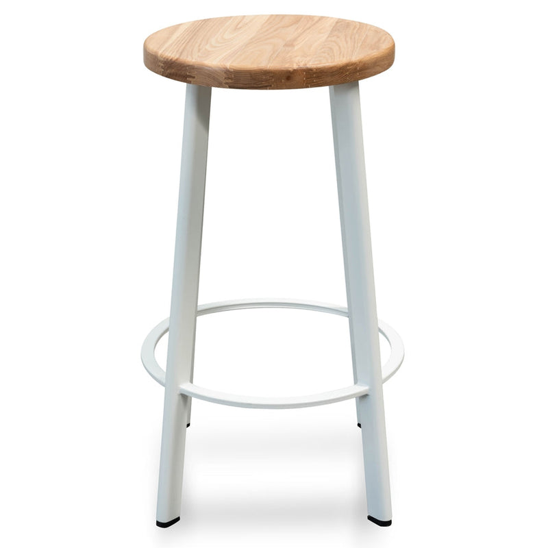 65cm Bar Stool -With Natural Timber Seat - Black Frame