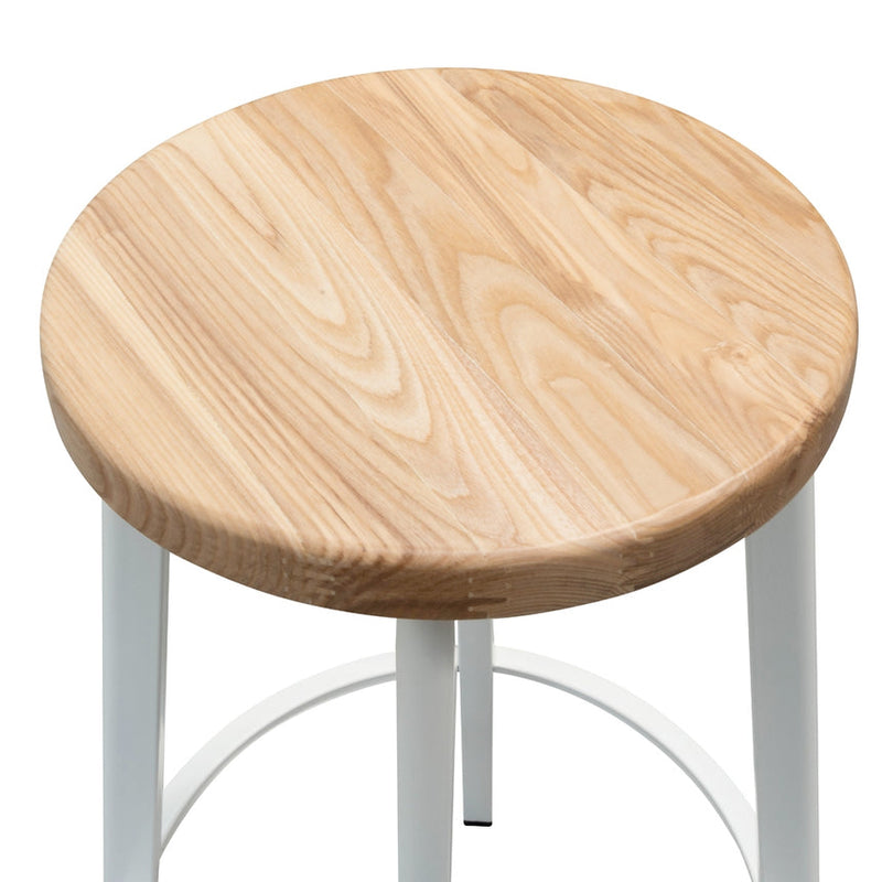 65cm Bar Stool -With Natural Timber Seat - Black Frame